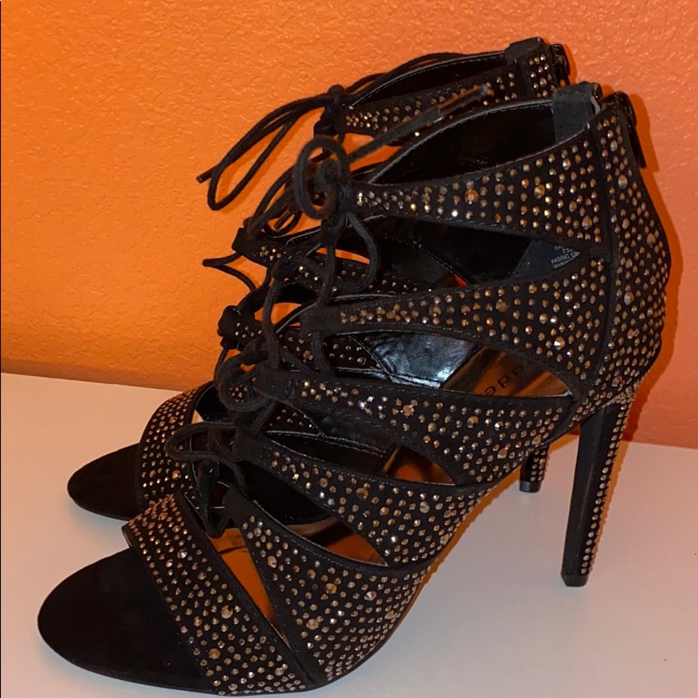 Madden Girl Women’s Black Rhinestone Heels